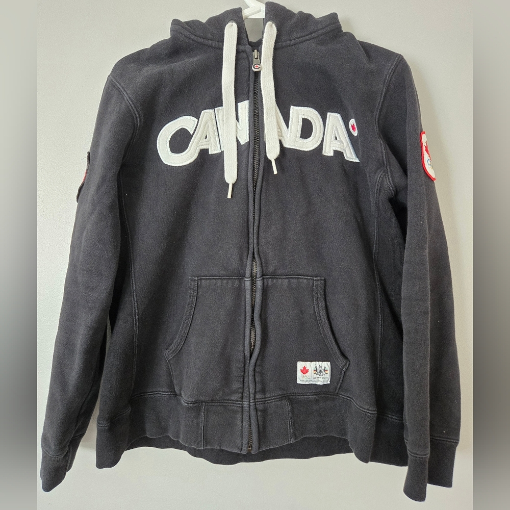 Hudson's Bay Co. Canada Vancouver Olympics 2010 Zip Hoodie Black Womens Size XL‎